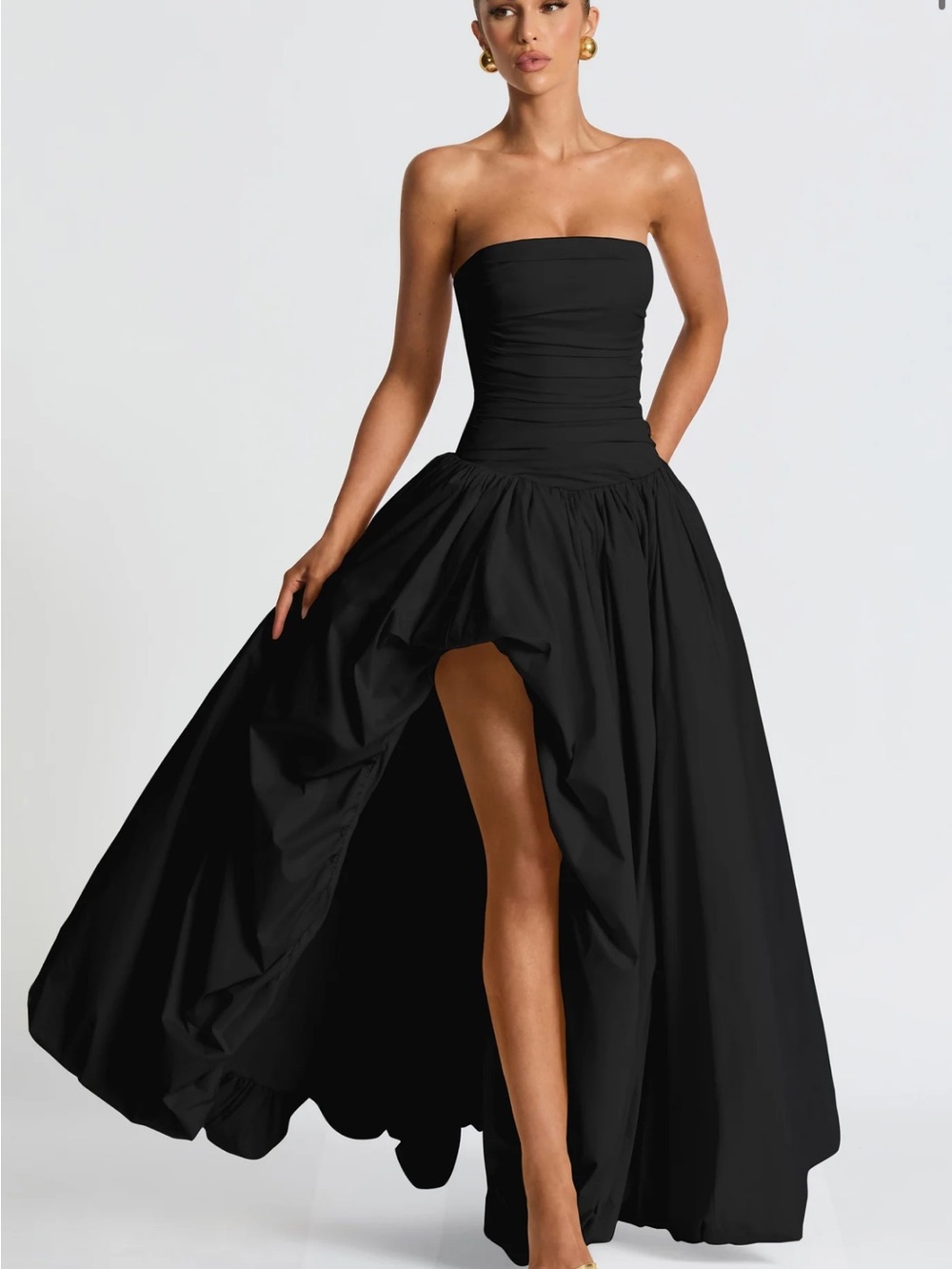 Strapless Black High-Slit Jillian Maxi Evening Gown Babyboo